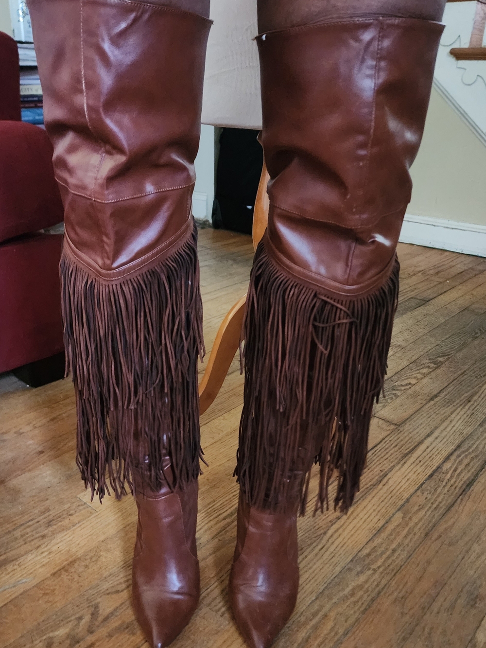 Michael Antonio Brown Fringe Over-the-Knee Boots